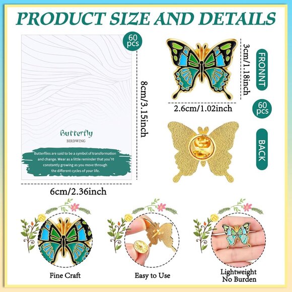 Funeral Pins Bulk Pack 30 Silver Enamel Butterfly Memorial Favors for Celebratio - Picture 3 of 6